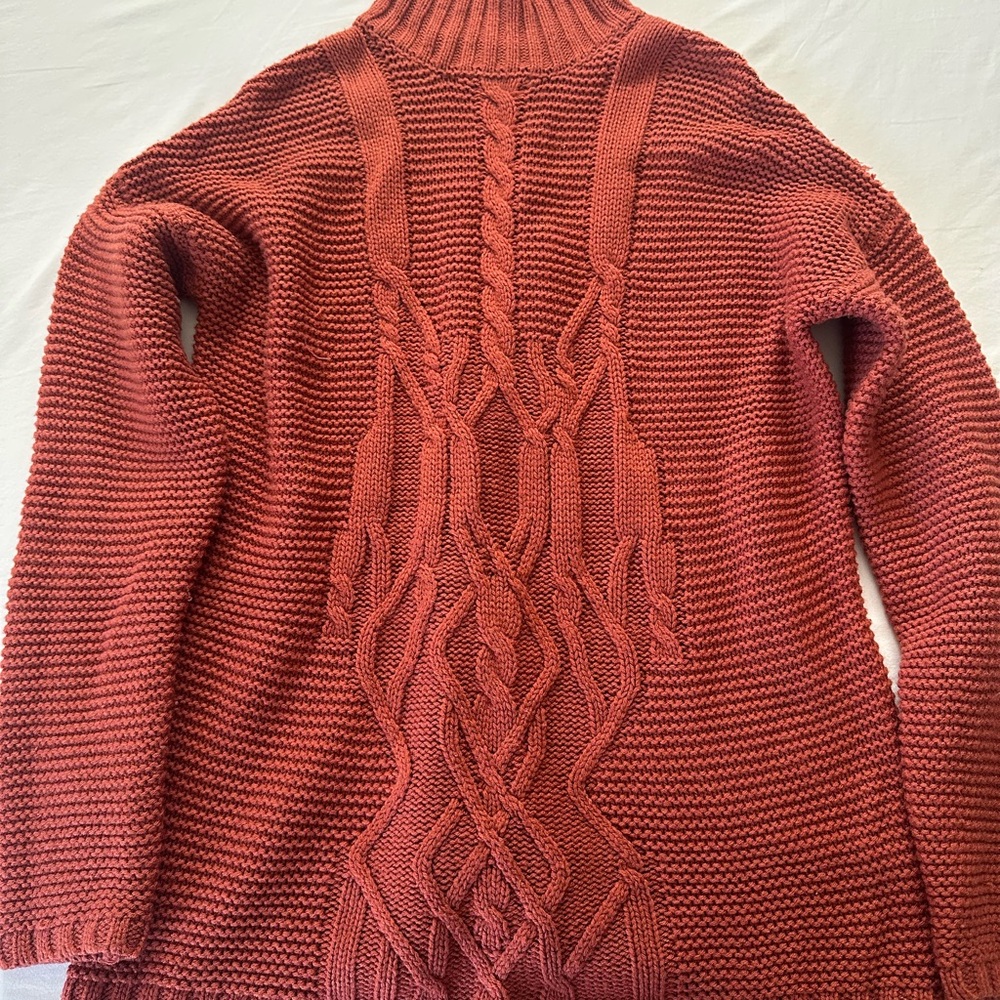 Charlotte Russe Rust Cable Knit Crewneck Sweater - Picture 3 of 7